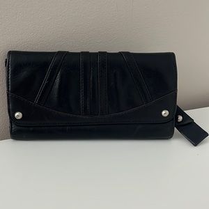 B. Makowsky Tri-Fold Black Leather Wallet